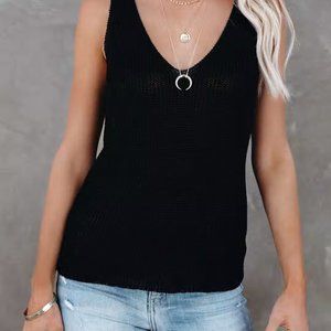 NWT VICI ARE WE THERE YET KNIT TANK - BLACK - sz Small